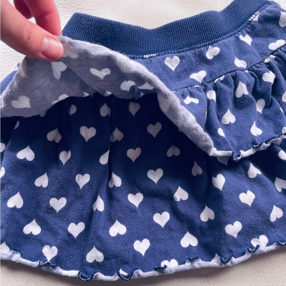 5/$20💥4 Tiered Ruffle Twirl Skirt, Lightweight Jersey, Blue with White Hearts - Picture 2 of 5